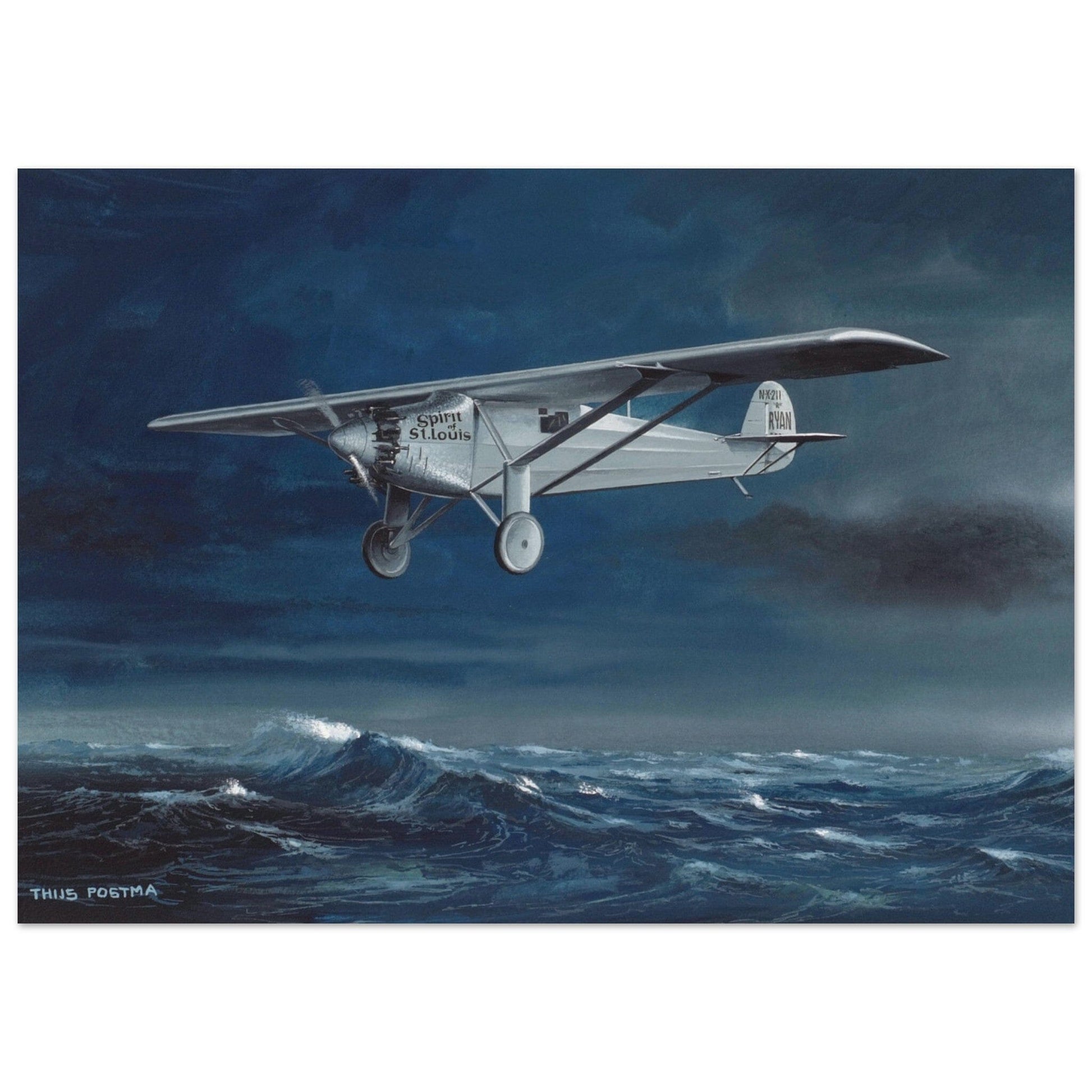 Thijs Postma - Poster - Charles Lindbergh Spirit of St. Louis 1927 Poster Only TP Aviation Art 50x70 cm / 20x28″ 