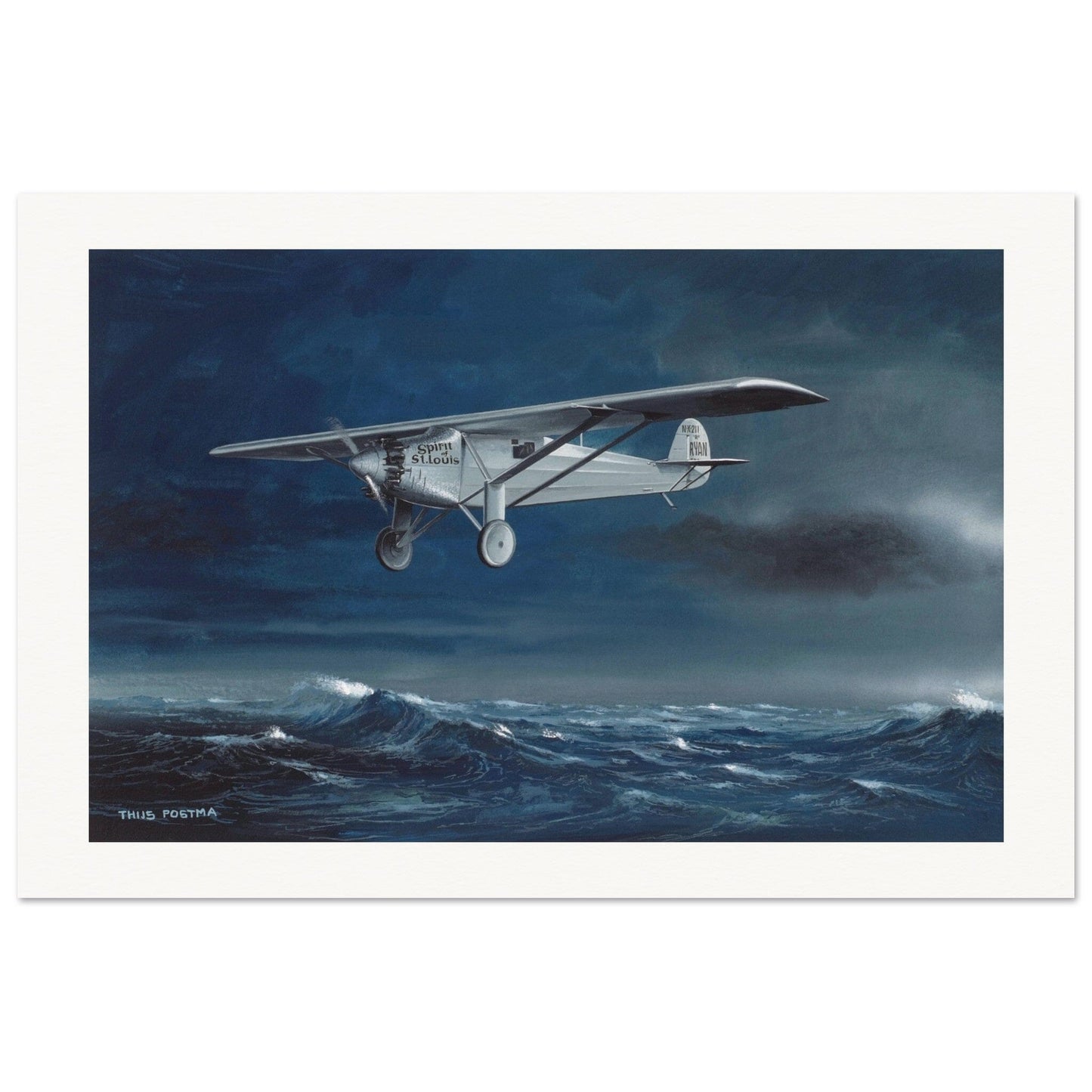 Thijs Postma - Poster - Charles Lindbergh Spirit of St. Louis 1927 Poster Only TP Aviation Art 60x90 cm / 24x36″ 