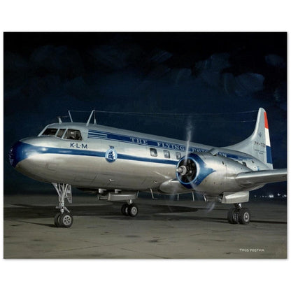 Thijs Postma - Poster - Convair 240 KLM At Night Poster Only TP Aviation Art 40x50 cm / 16x20″ 