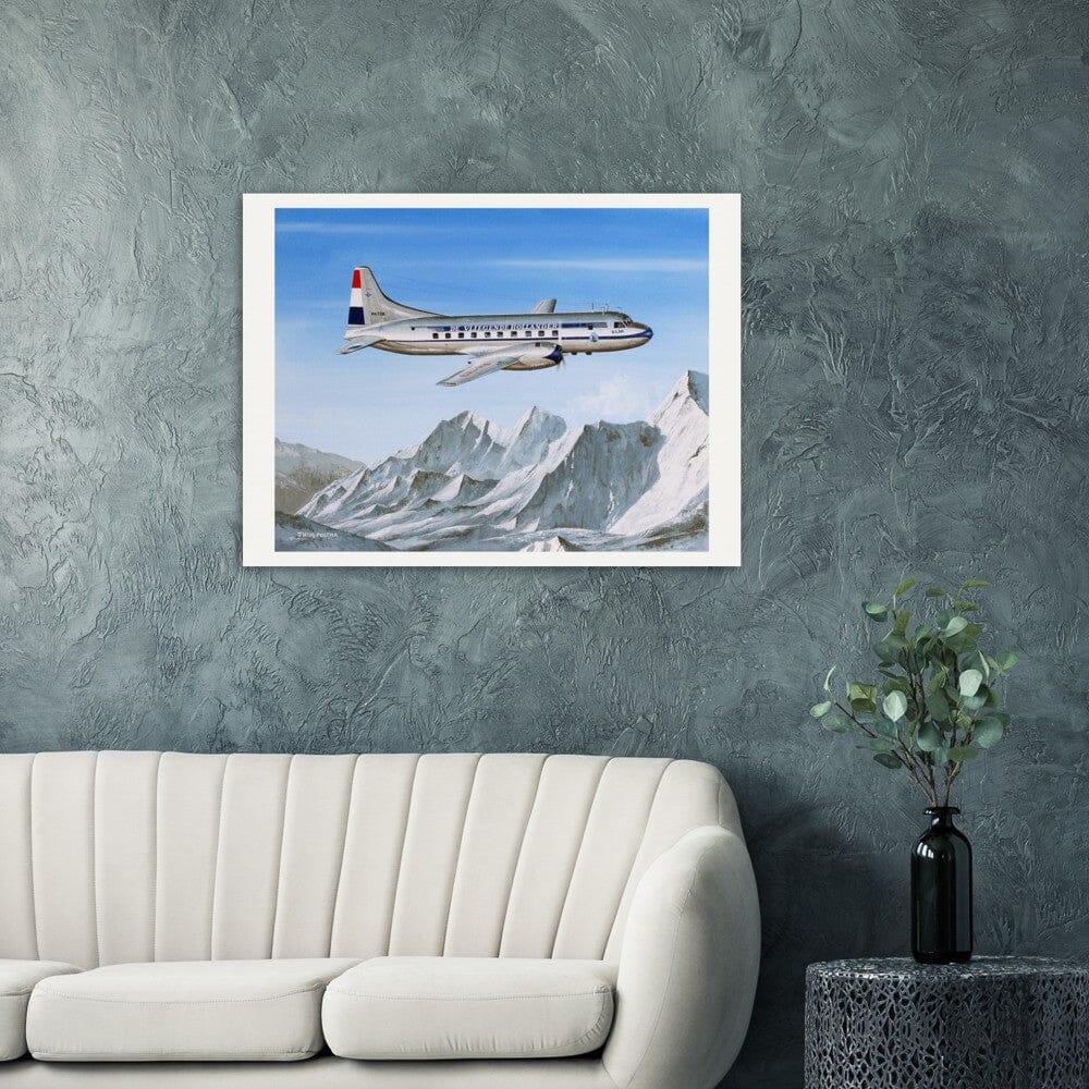 Thijs Postma - Poster - Convair 240 PH-TEB Over The Alps Poster Only TP Aviation Art 