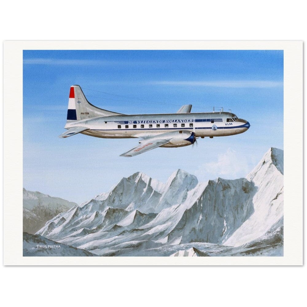 Thijs Postma - Poster - Convair 240 PH-TEB Over The Alps Poster Only TP Aviation Art 