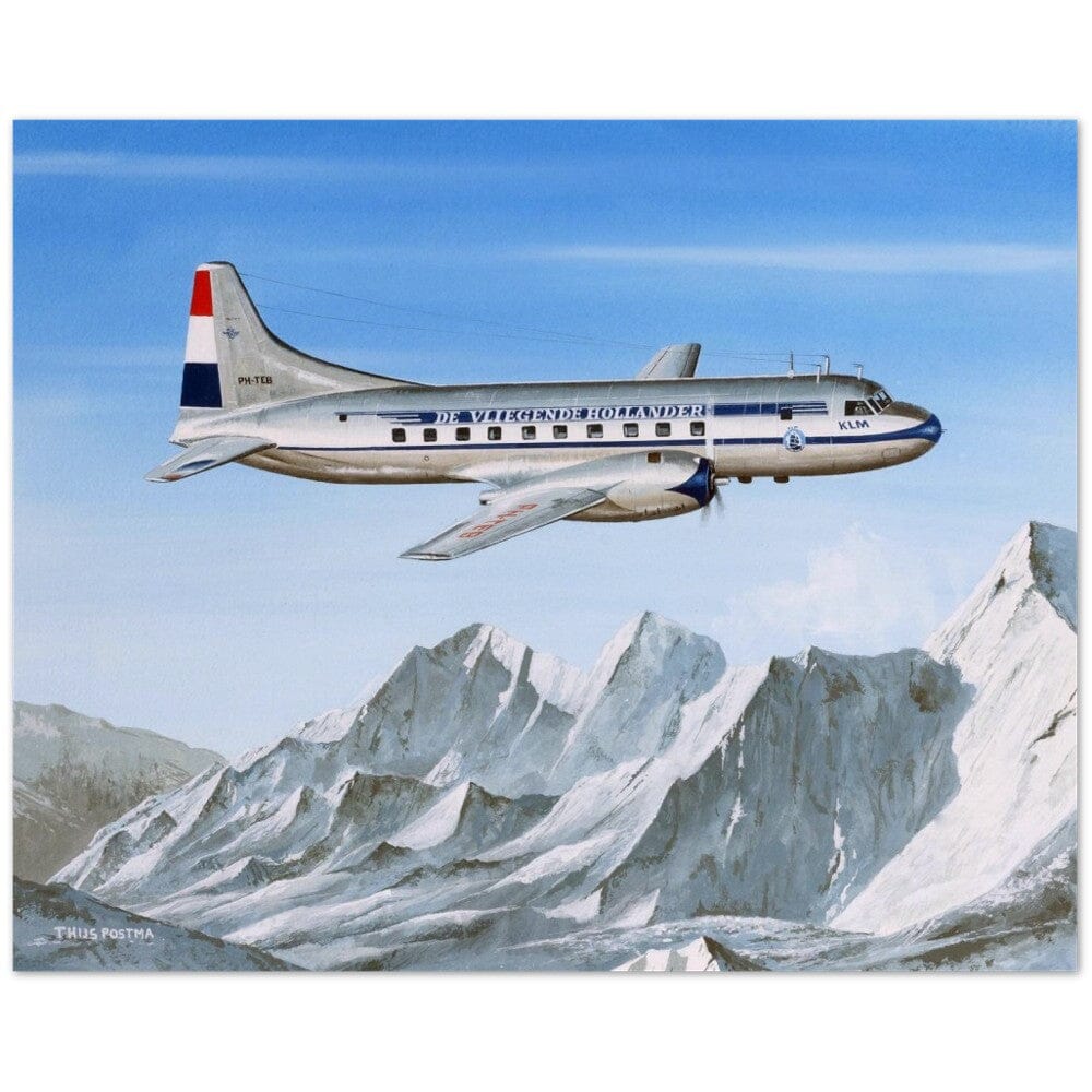 Thijs Postma - Poster - Convair 240 PH-TEB Over The Alps Poster Only TP Aviation Art 40x50 cm / 16x20″ 