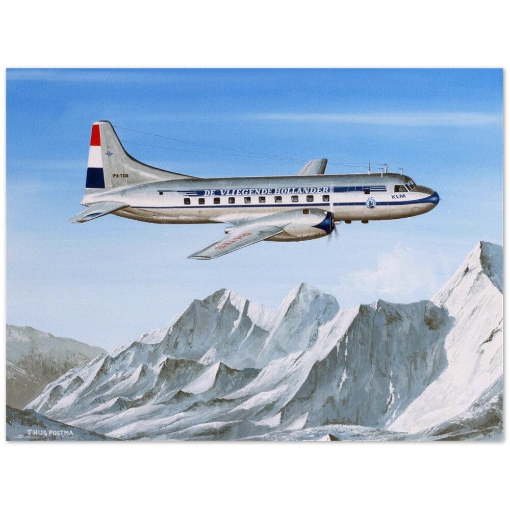 Thijs Postma - Poster - Convair 240 PH-TEB Over The Alps Poster Only TP Aviation Art 45x60 cm / 18x24″ 
