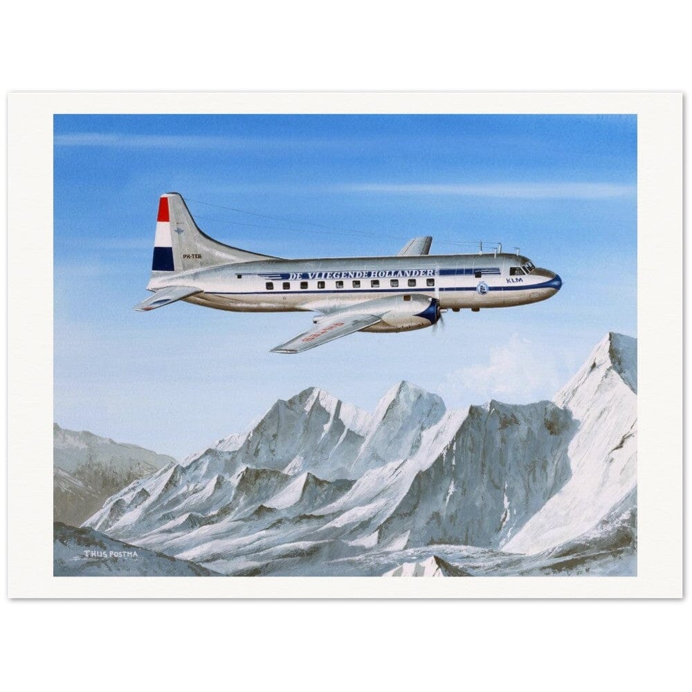 Thijs Postma - Poster - Convair 240 PH-TEB Over The Alps Poster Only TP Aviation Art 75x100 cm / 30x40″ 
