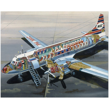 Thijs Postma - Poster - Convair 640 Cutaway Poster Only TP Aviation Art 40x50 cm / 16x20″ 