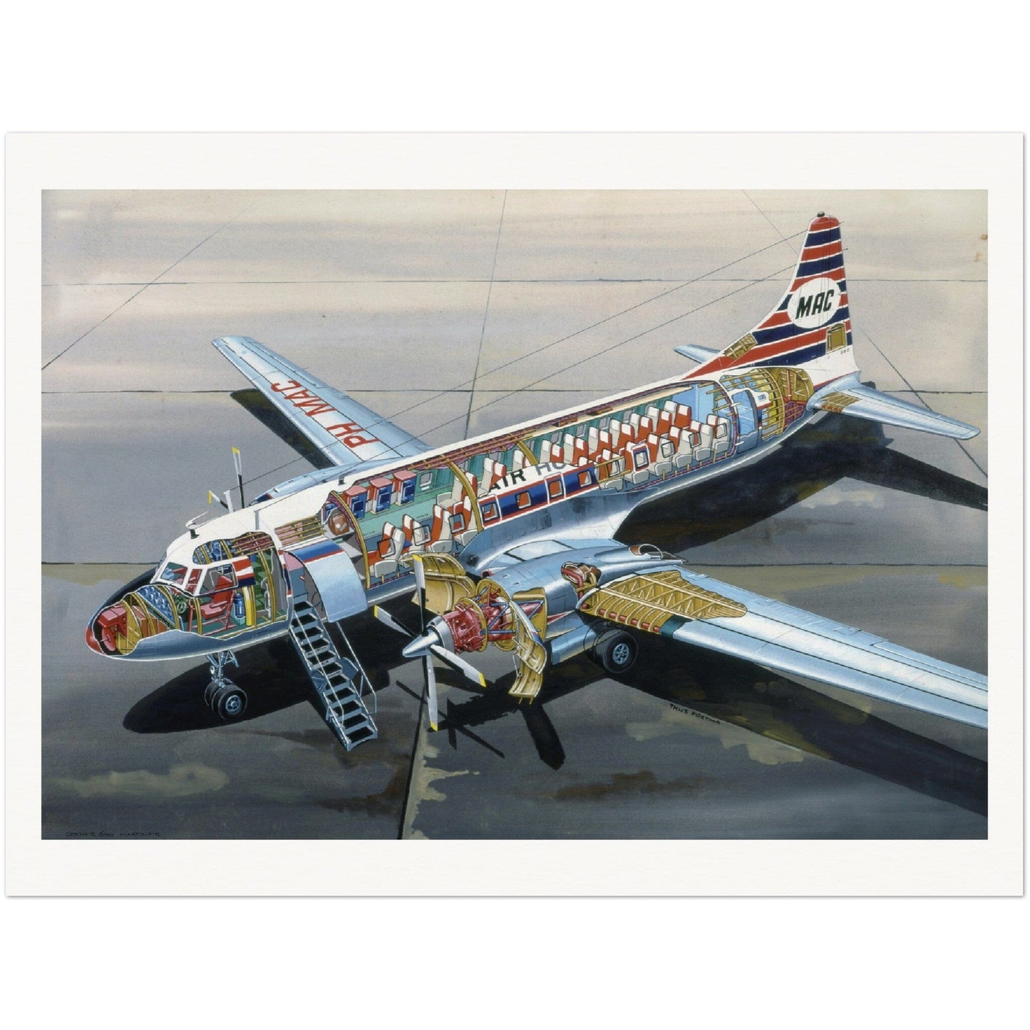 Thijs Postma - Poster - Convair 640 Cutaway Poster Only TP Aviation Art 60x80 cm / 24x32″ 