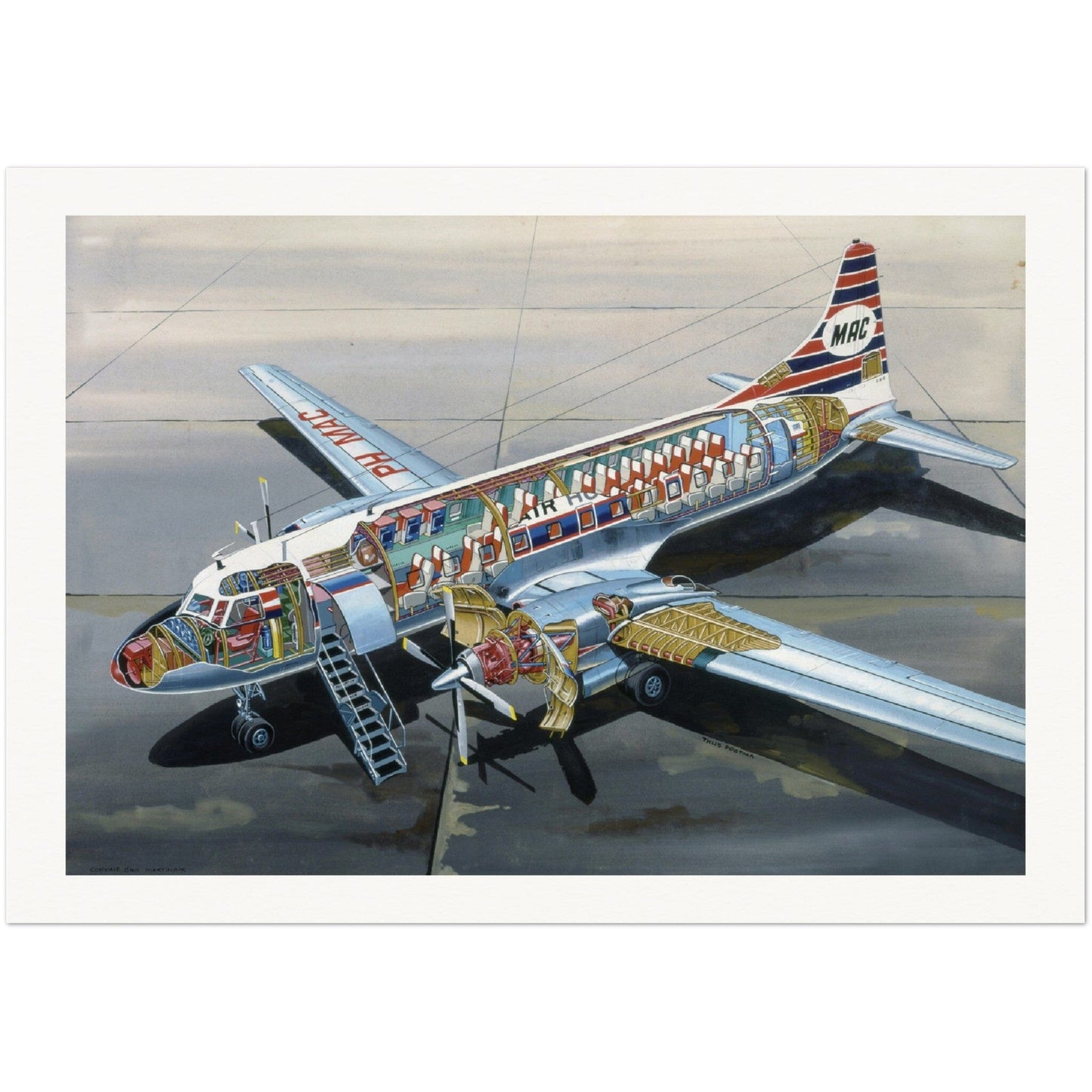 Thijs Postma - Poster - Convair 640 Cutaway Poster Only TP Aviation Art 70x100 cm / 28x40″ 