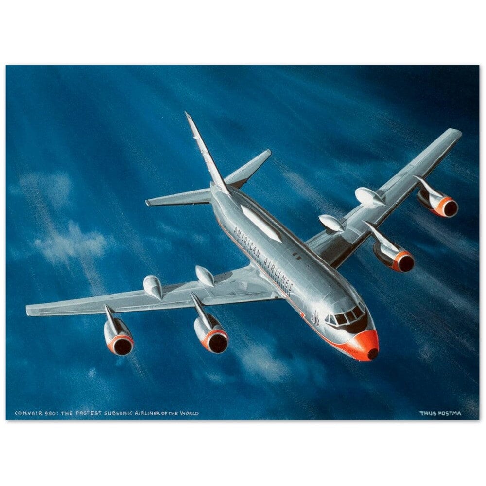 Thijs Postma - Poster - Convair 990 Coronado - Fastest Subsonic Airliner Poster Only TP Aviation Art 45x60 cm / 18x24″ 