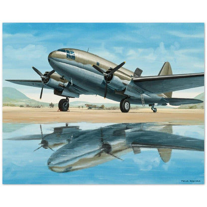 Thijs Postma - Poster - Curtiss C-46 With Water Reflection Poster Only TP Aviation Art 40x50 cm / 16x20″ 