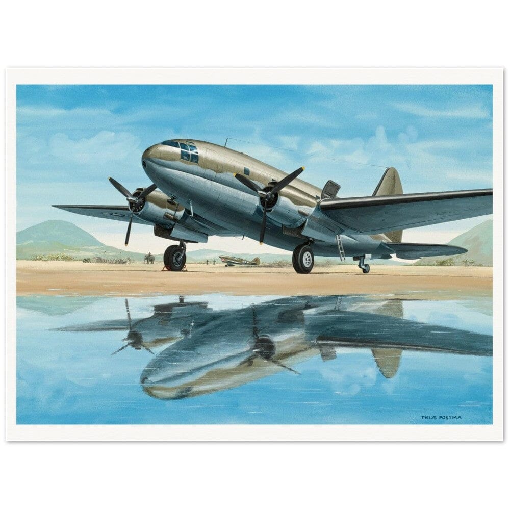 Thijs Postma - Poster - Curtiss C-46 With Water Reflection Poster Only TP Aviation Art 60x80 cm / 24x32″ 