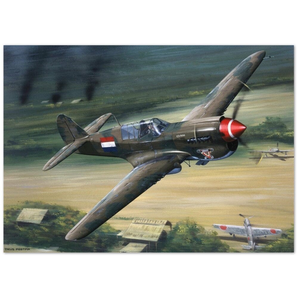 Thijs Postma - Poster - Curtiss P-40N Warhawk On The Attack Poster Only TP Aviation Art 50x70 cm / 20x28″ 