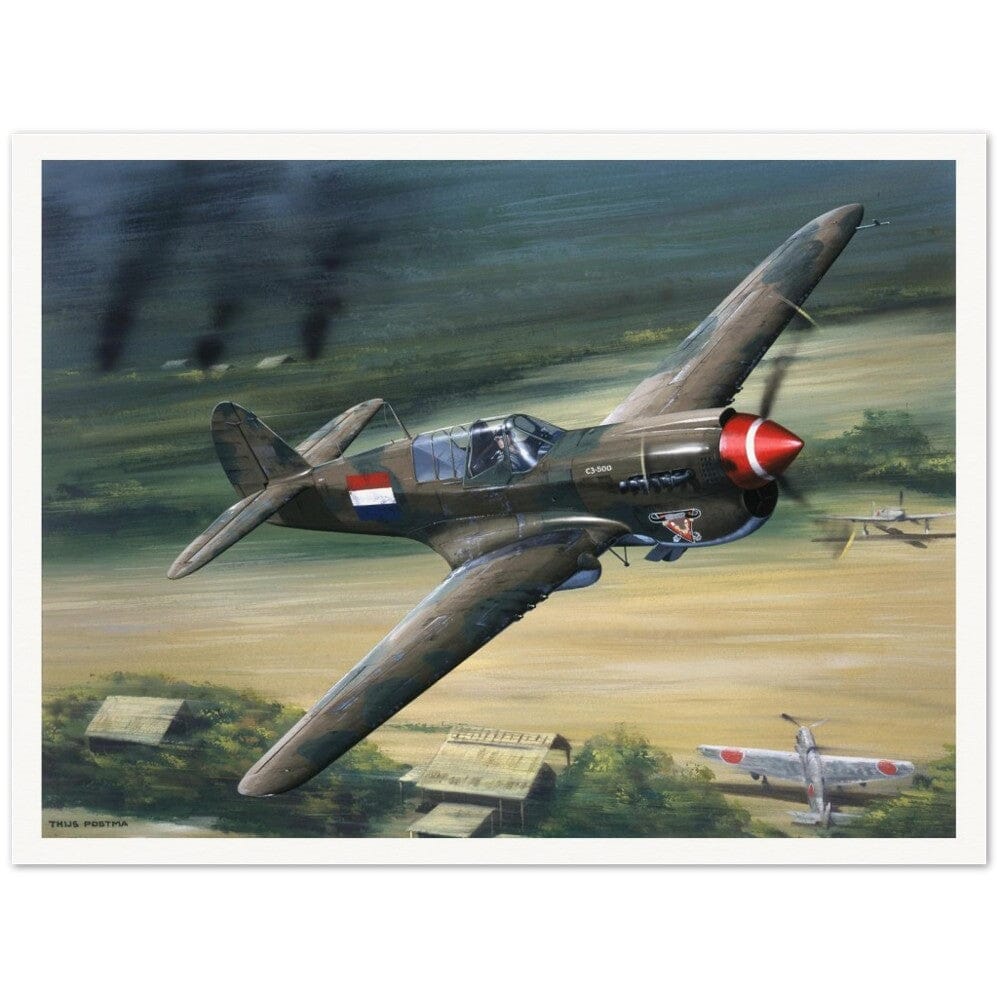 Thijs Postma - Poster - Curtiss P-40N Warhawk On The Attack Poster Only TP Aviation Art 60x80 cm / 24x32″ 