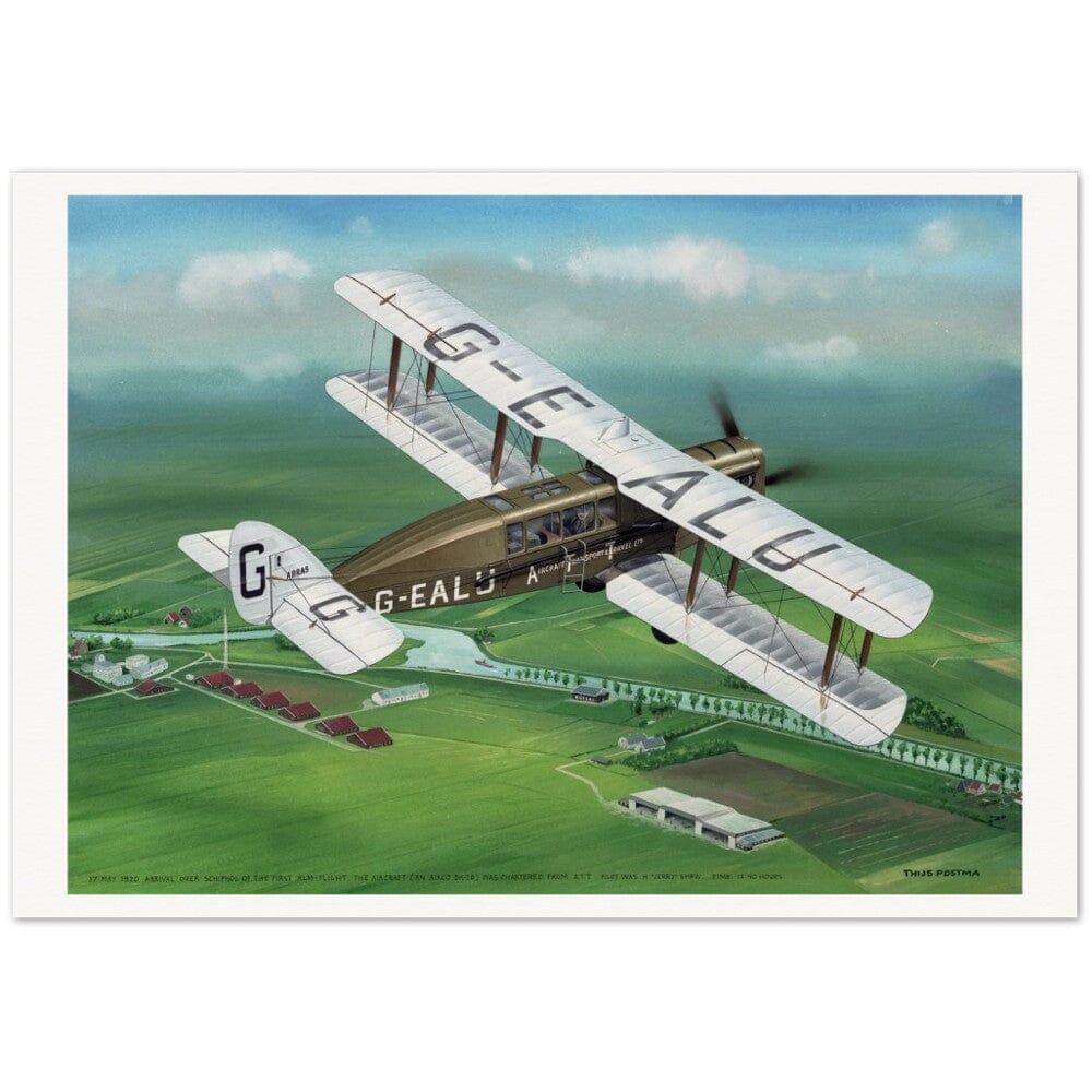 Thijs Postma - Poster - De Havilland DH.16 Arriving Schiphol Poster Only TP Aviation Art 
