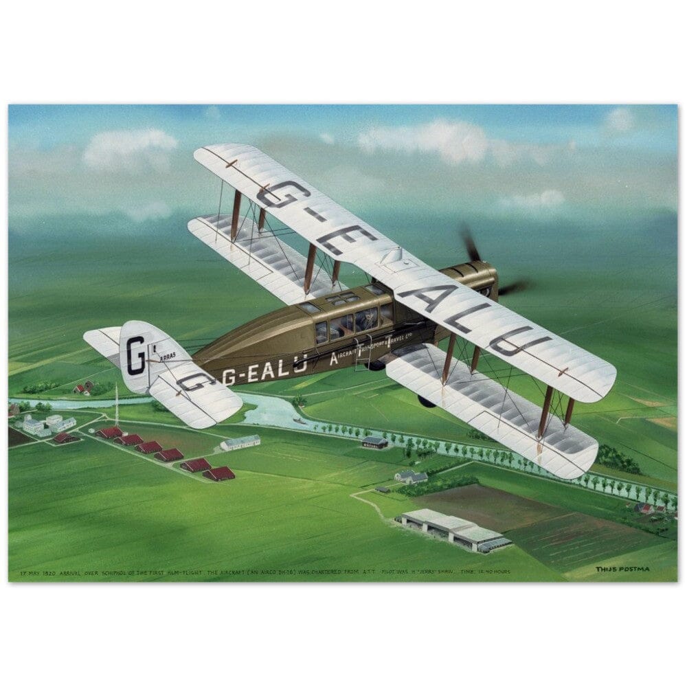 Thijs Postma - Poster - De Havilland DH.16 Arriving Schiphol Poster Only TP Aviation Art 50x70 cm / 20x28″ 