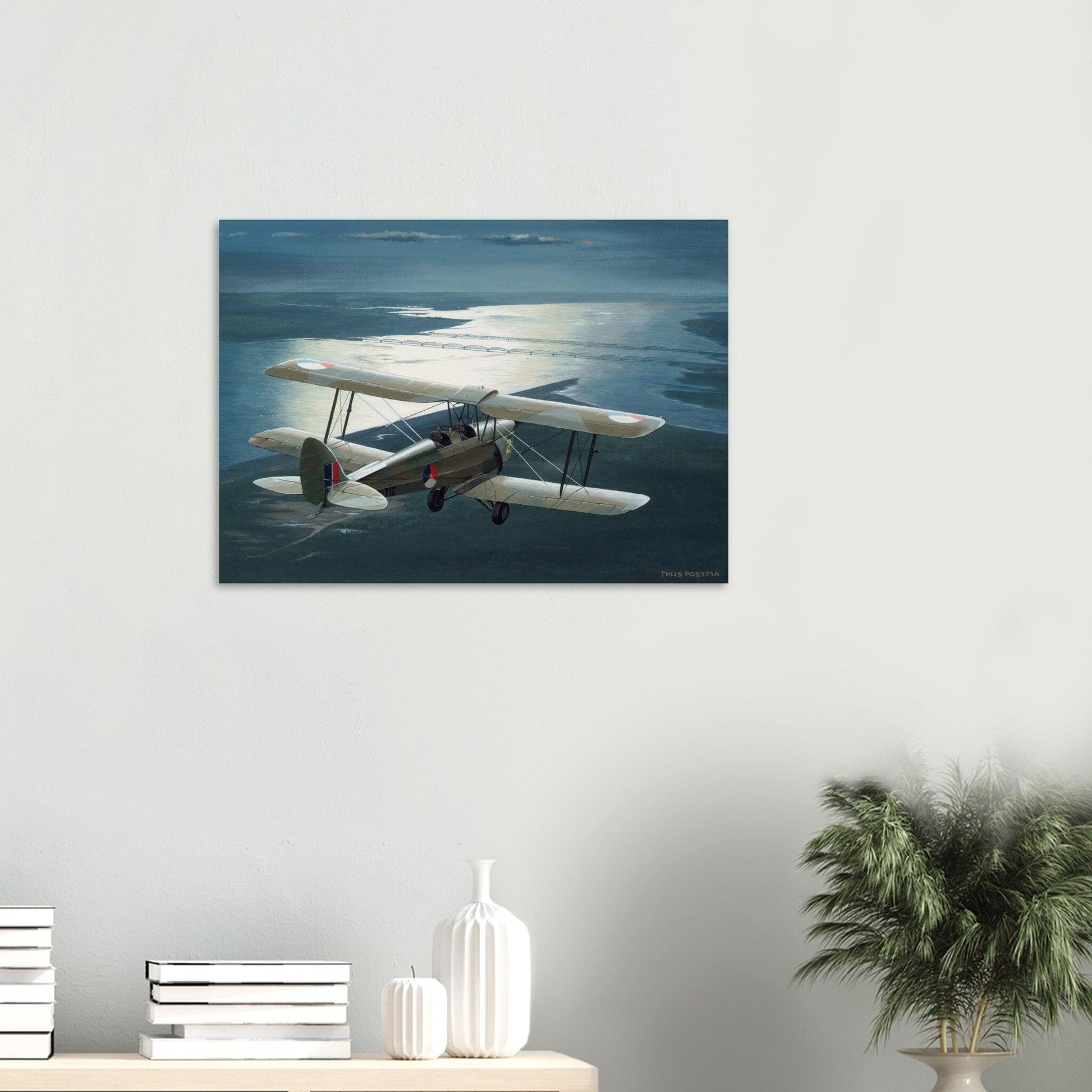 Thijs Postma - Poster - De Havilland DH.82A Tiger Moth Over Moerdijk Poster Only TP Aviation Art 