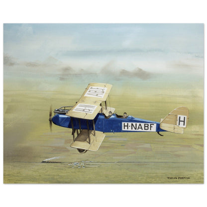 Thijs Postma - Poster - De Havilland DH.9 Over Railroad Tracks Poster Only TP Aviation Art 40x50 cm / 16x20″ 