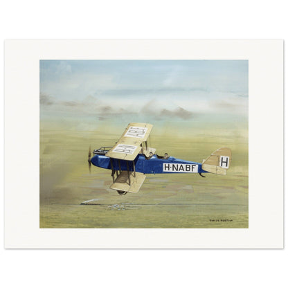 Thijs Postma - Poster - De Havilland DH.9 Over Railroad Tracks Poster Only TP Aviation Art 60x80 cm / 24x32″ 