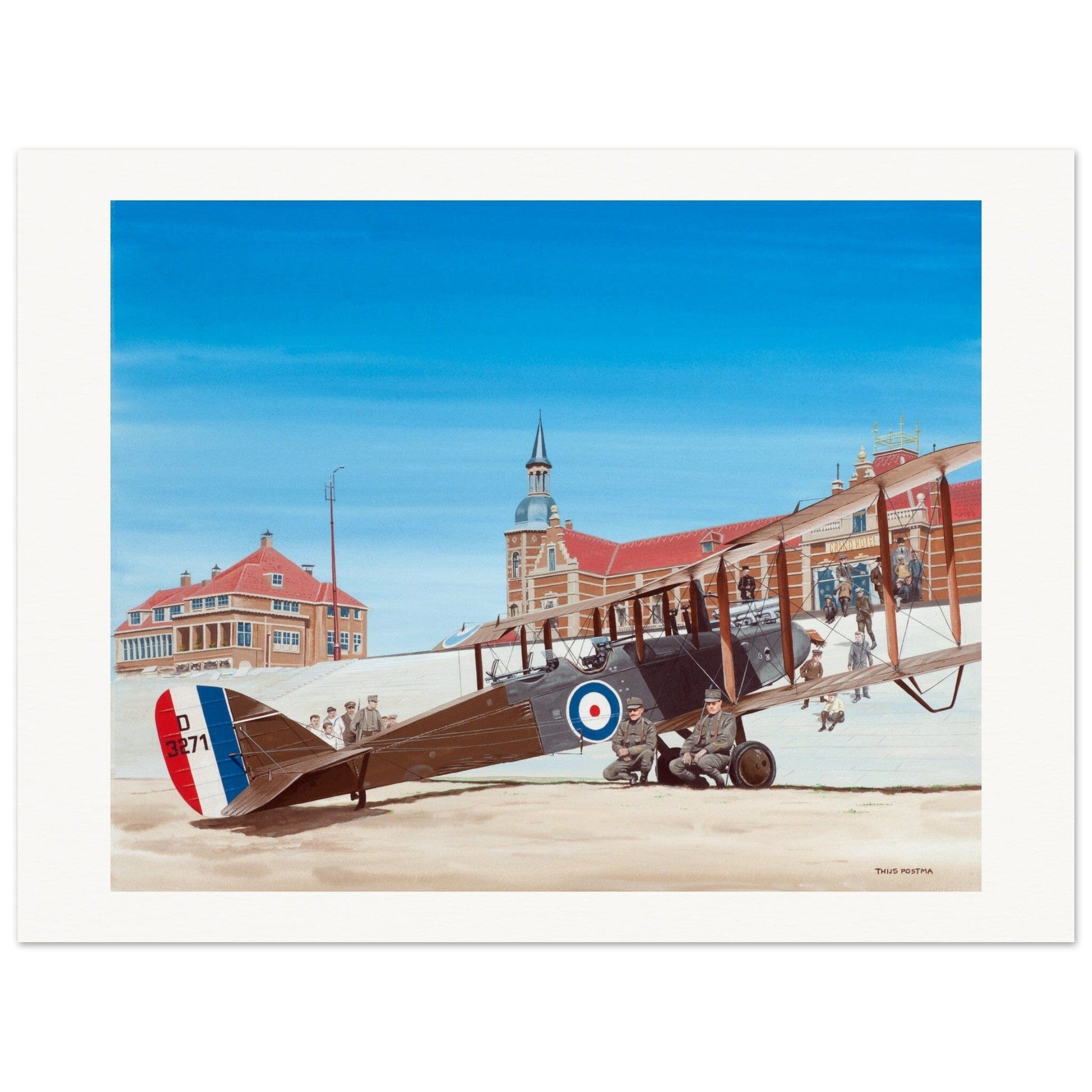 Thijs Postma - Poster - De Havilland DH.9 RAF Emergency Landing 1918 Poster Only TP Aviation Art 60x80 cm / 24x32″ 