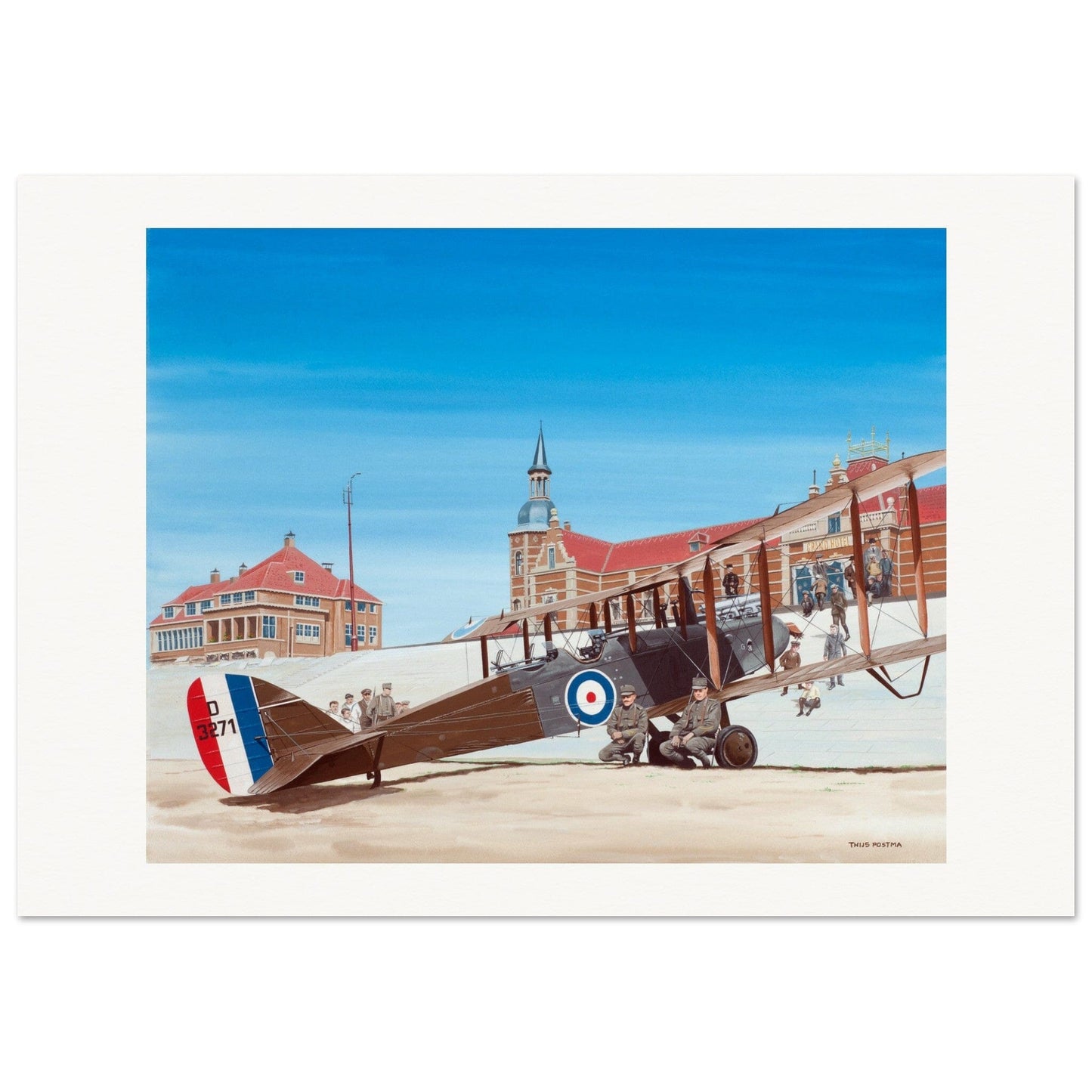 Thijs Postma - Poster - De Havilland DH.9 RAF Emergency Landing 1918 Poster Only TP Aviation Art 70x100 cm / 28x40″ 