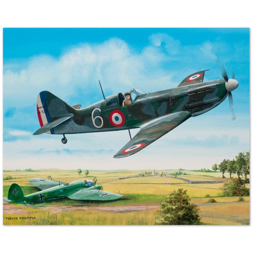 Thijs Postma - Poster - Dewoitine D.520 Inspecting The Kill Poster Only TP Aviation Art 40x50 cm / 16x20″ 
