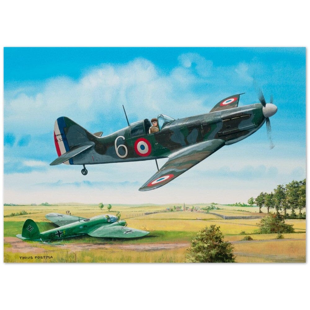 Thijs Postma - Poster - Dewoitine D.520 Inspecting The Kill Poster Only TP Aviation Art 50x70 cm / 20x28″ 