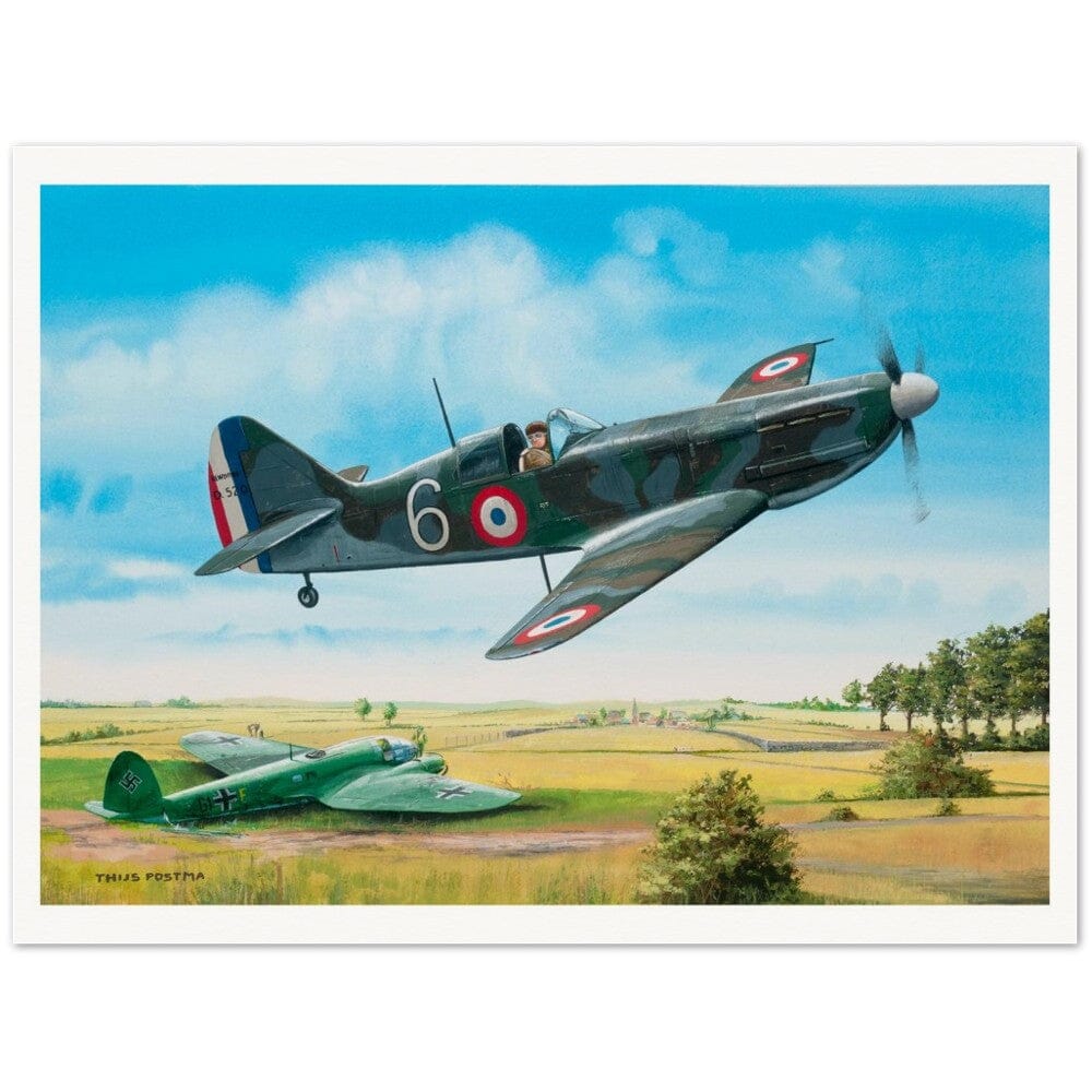 Thijs Postma - Poster - Dewoitine D.520 Inspecting The Kill Poster Only TP Aviation Art 60x80 cm / 24x32″ 