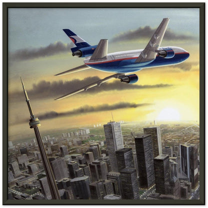 Thijs Postma - Poster - Douglas DC-10 CPA Over Toronto - Metal Frame Poster - Metal Frame TP Aviation Art 50x50 cm / 20x20″ Black 