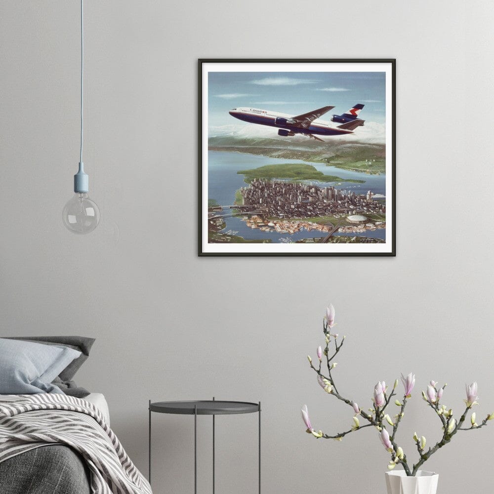 Thijs Postma - Poster - Douglas DC-10 CPA Over Vancouver - Metal Frame Poster - Metal Frame TP Aviation Art 