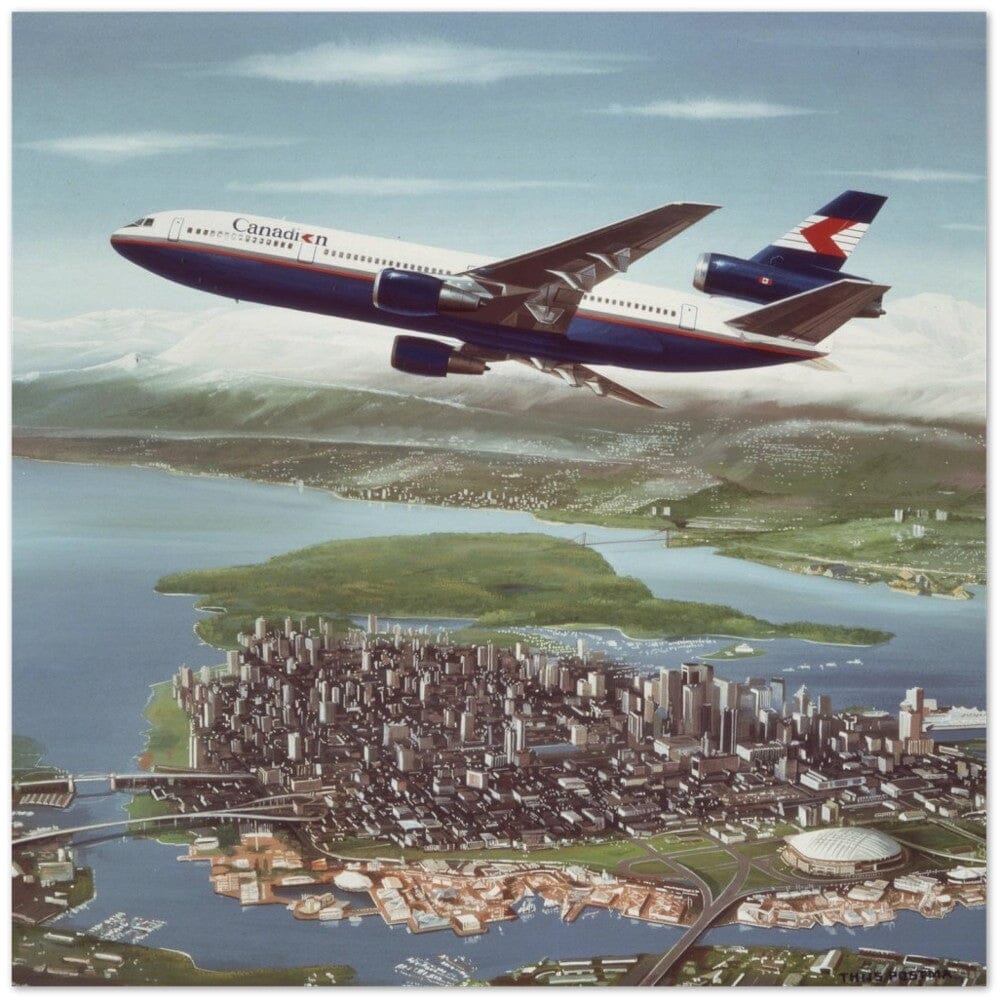 Thijs Postma - Poster - Douglas DC-10 CPA Over Vancouver Poster Only TP Aviation Art 70x70 cm / 28x28″ 