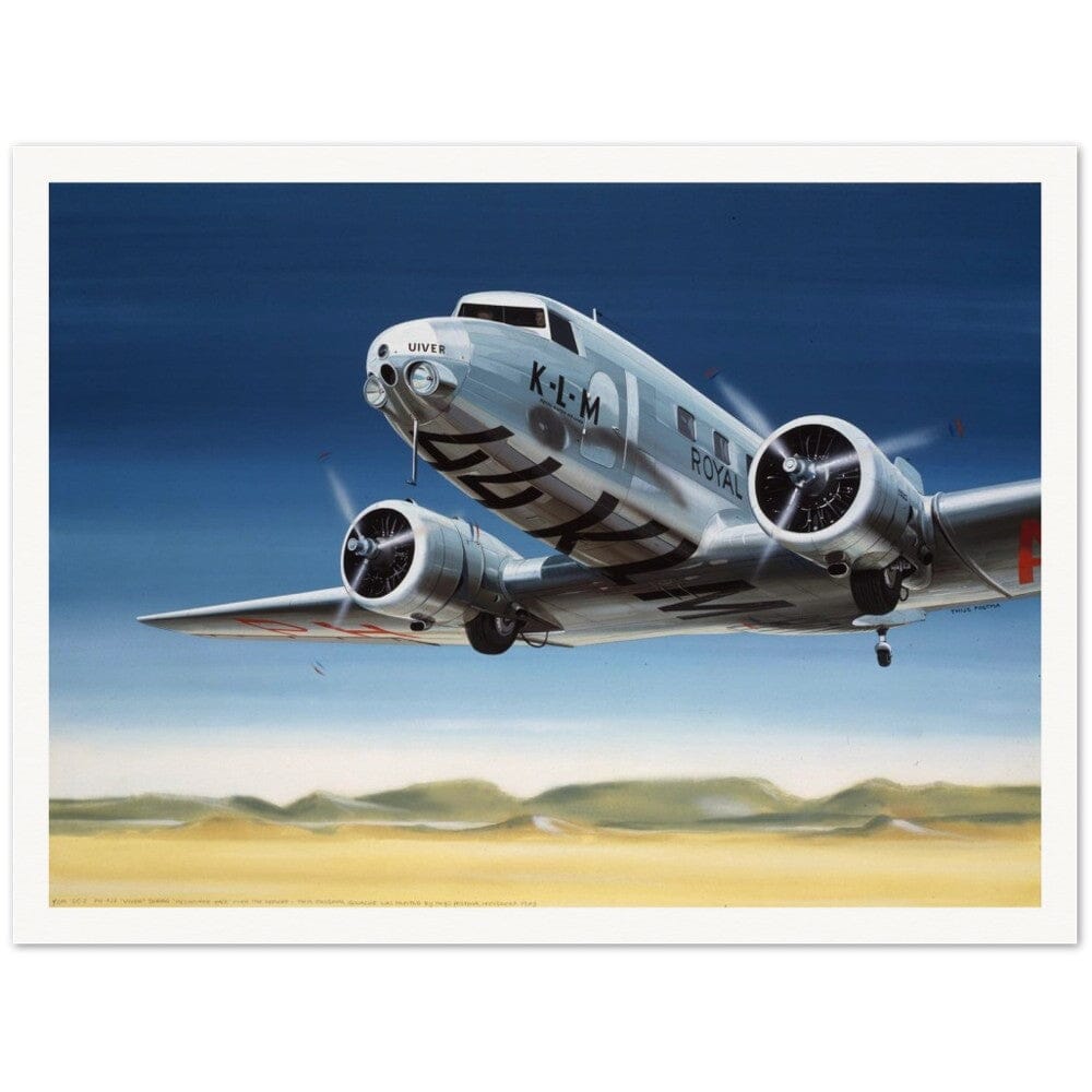 Thijs Postma - Poster - Douglas DC-2 Uiver Over Desert Poster Only TP Aviation Art 60x80 cm / 24x32″ 