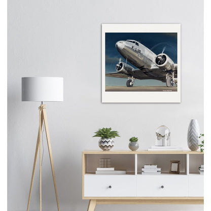 Thijs Postma - Poster - Douglas DC-3 Dakota KLM Ibis Parked Poster Only TP Aviation Art 