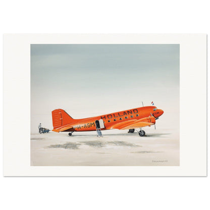 Thijs Postma - Poster - Douglas DC-3 KLM PH-ASM Orange Poster Only TP Aviation Art 70x100 cm / 28x40″ 