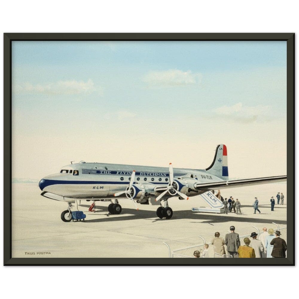 Thijs Postma - Poster - Douglas DC-4 Skymaster KLM PH-TLK Boarding - Metal Frame Poster - Metal Frame TP Aviation Art 