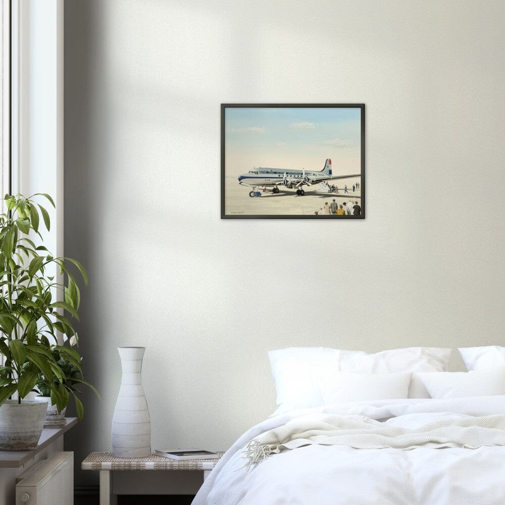 Thijs Postma - Poster - Douglas DC-4 Skymaster KLM PH-TLK Boarding - Metal Frame Poster - Metal Frame TP Aviation Art 