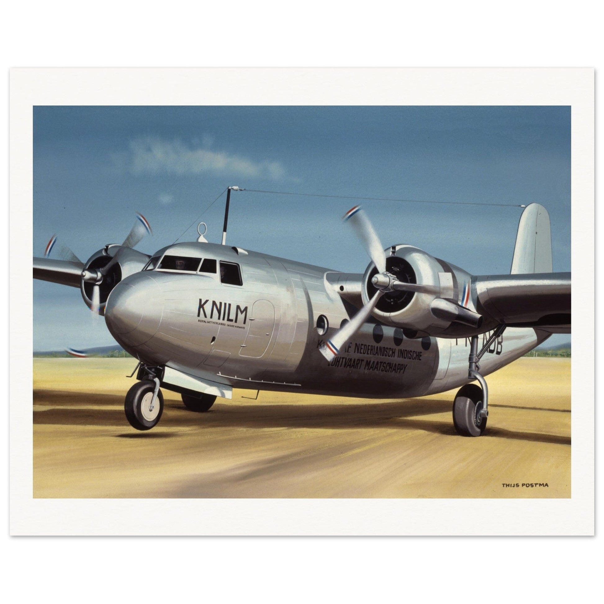 Thijs Postma - Poster - Douglas DC-5 KNILM Indonesia Poster Only TP Aviation Art 40x50 cm / 16x20″ 