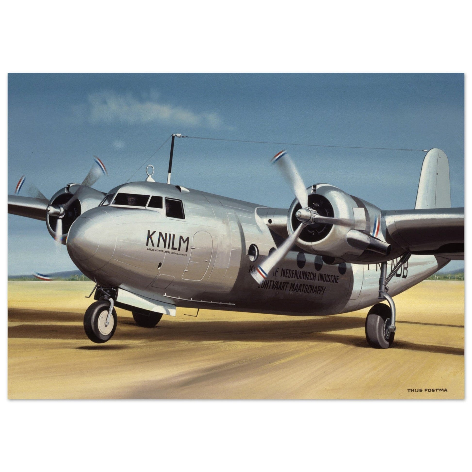Thijs Postma - Poster - Douglas DC-5 KNILM Indonesia Poster Only TP Aviation Art 50x70 cm / 20x28″ 