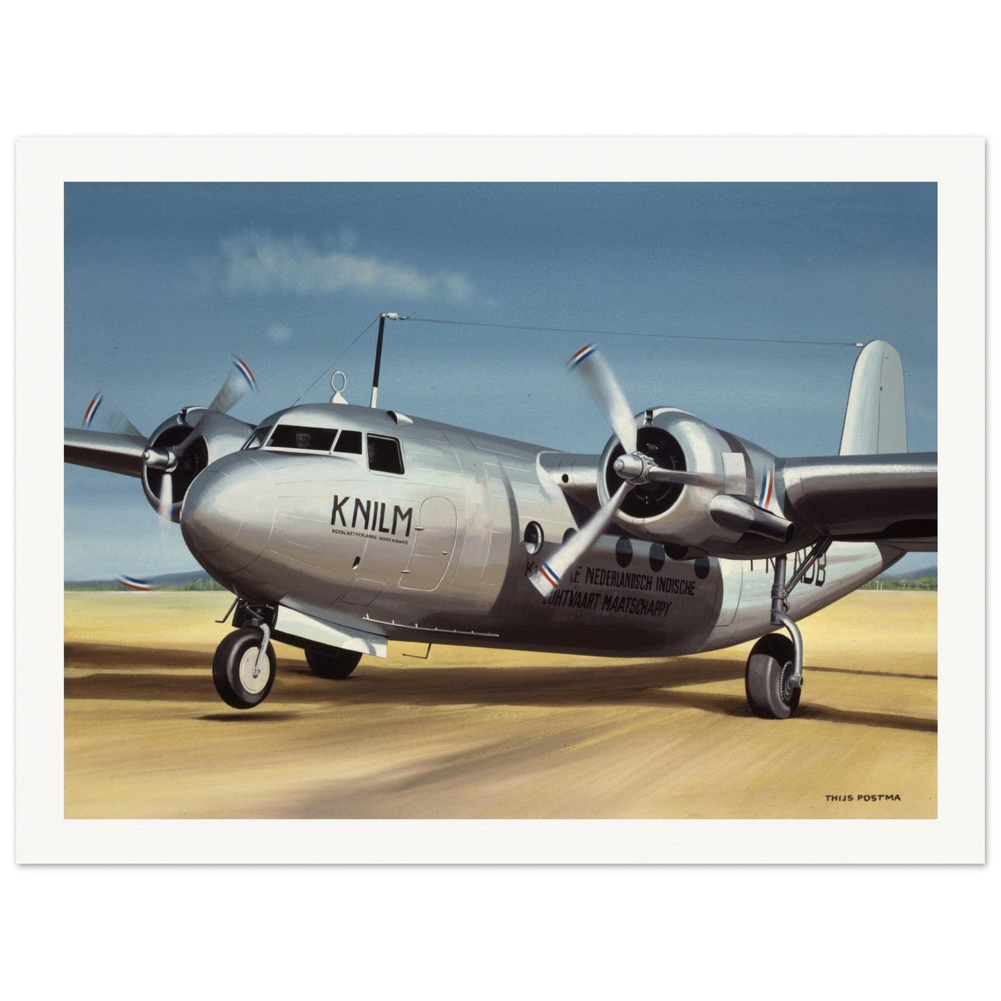 Thijs Postma - Poster - Douglas DC-5 KNILM Indonesia Poster Only TP Aviation Art 60x80 cm / 24x32″ 
