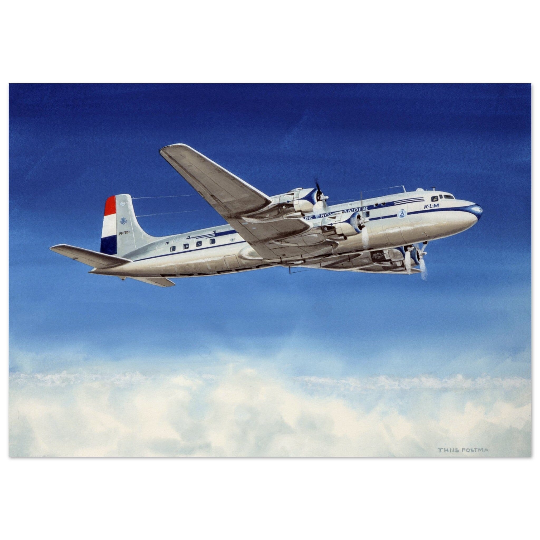 Thijs Postma - Poster - Douglas DC-6 KLM PH-TDI – TP Aviation Art