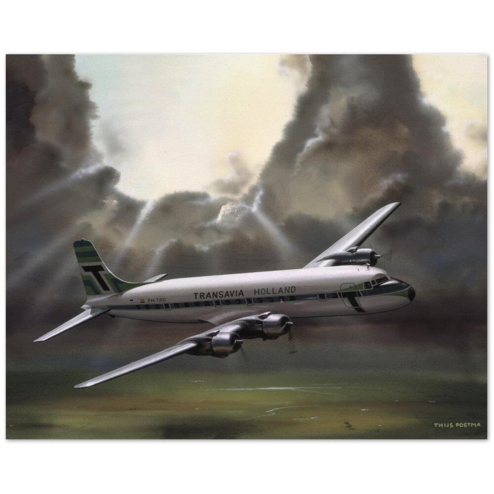 Thijs Postma - Poster - Douglas DC-6 Transavia Open Skies Poster Only TP Aviation Art 40x50 cm / 16x20″ 