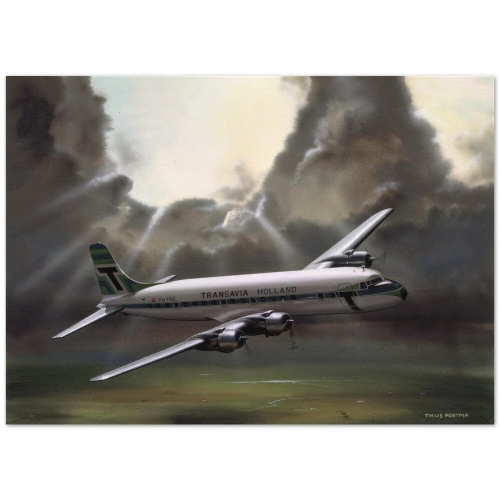 Thijs Postma - Poster - Douglas DC-6 Transavia Open Skies Poster Only TP Aviation Art 50x70 cm / 20x28″ 