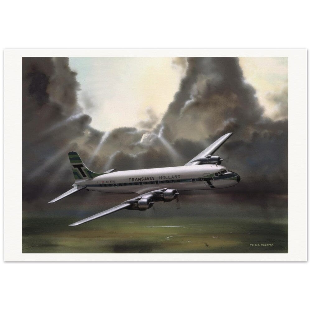 Thijs Postma - Poster - Douglas DC-6 Transavia Open Skies Poster Only TP Aviation Art 70x100 cm / 28x40″ 