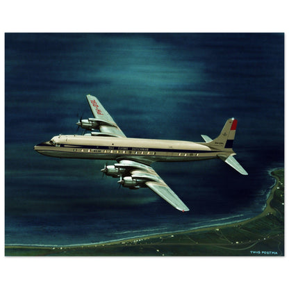 Thijs Postma - Poster - Douglas DC-7C KLM At Night Poster Only TP Aviation Art 40x50 cm / 16x20″ 