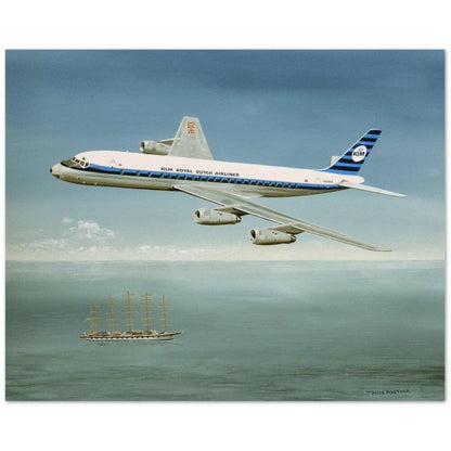 Thijs Postma - Poster - Douglas DC-8 PH-DCS Above Sailing Ship Poster Only TP Aviation Art 40x50 cm / 16x20″ 