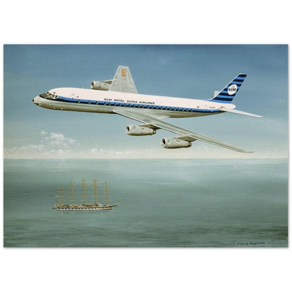 Thijs Postma - Poster - Douglas DC-8 PH-DCS Above Sailing Ship Poster Only TP Aviation Art 50x70 cm / 20x28″ 