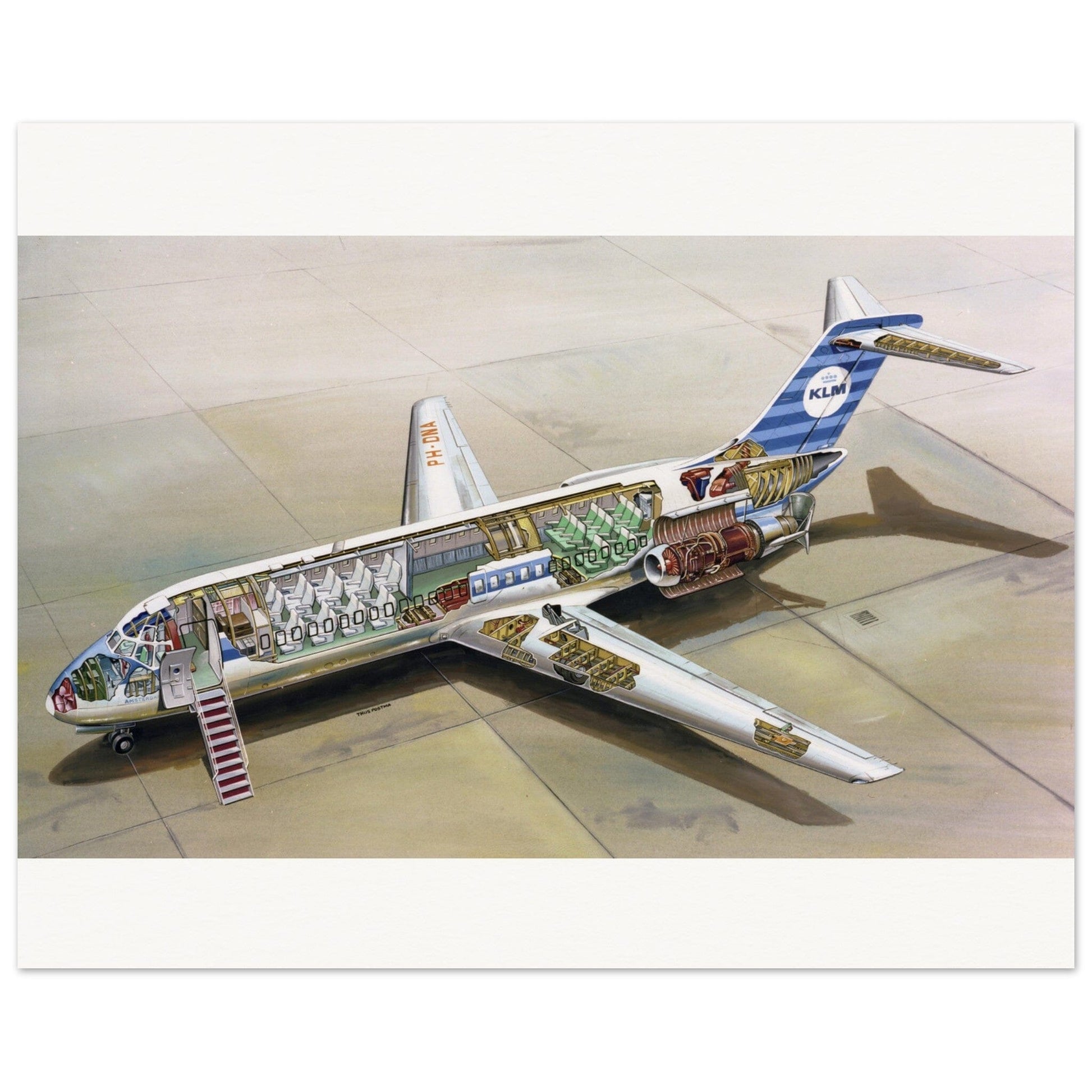 Thijs Postma - Poster - Douglas DC-9 KLM Cutaway Poster Only TP Aviation Art 40x50 cm / 16x20″ 