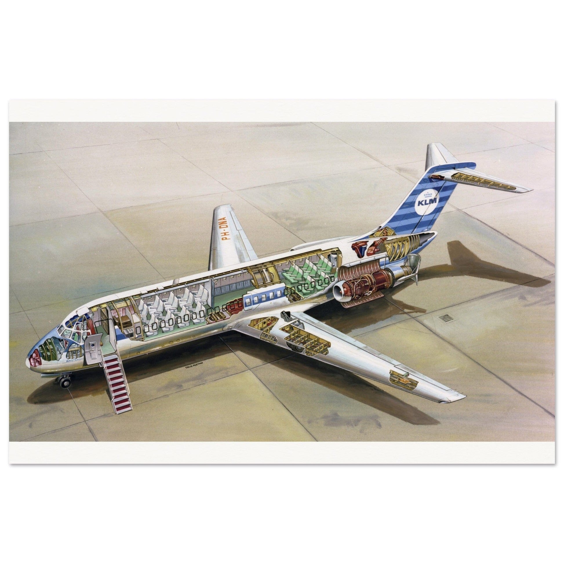 Thijs Postma - Poster - Douglas DC-9 KLM Cutaway Poster Only TP Aviation Art 40x60 cm / 16x24″ 