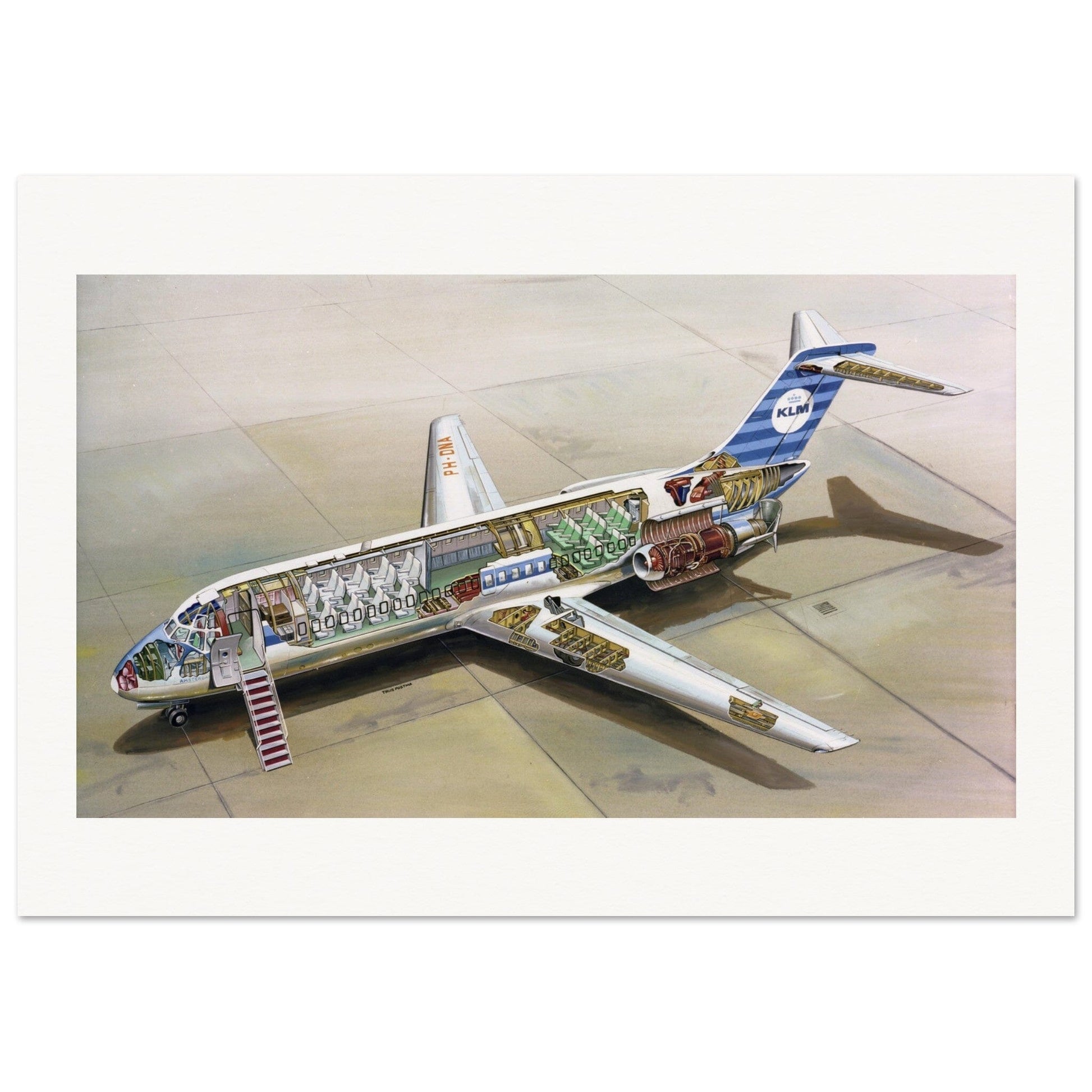 Thijs Postma - Poster - Douglas DC-9 KLM Cutaway Poster Only TP Aviation Art 70x100 cm / 28x40″ 