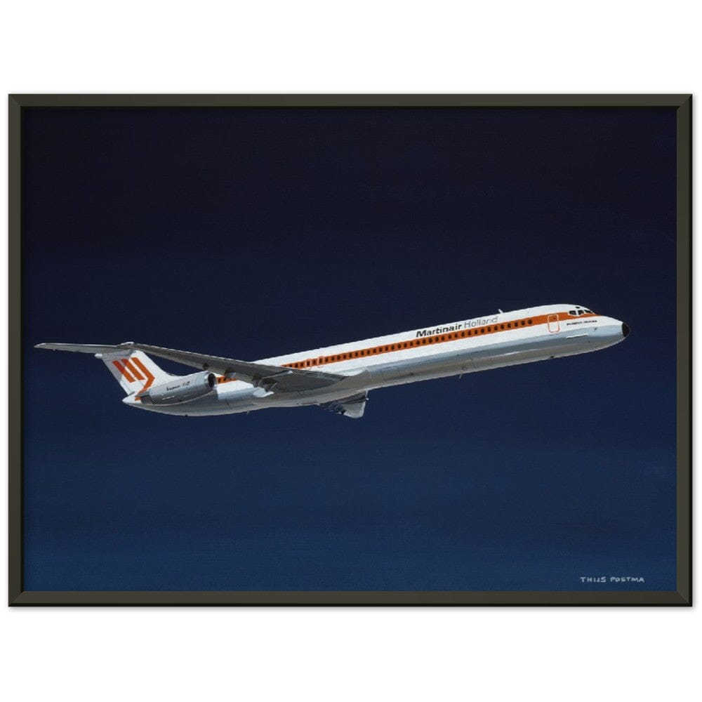 Thijs Postma - Poster - Douglas DC-9 MD-82 Martinair - Metal Frame Poster - Metal Frame TP Aviation Art 45x60 cm / 18x24″ Black 