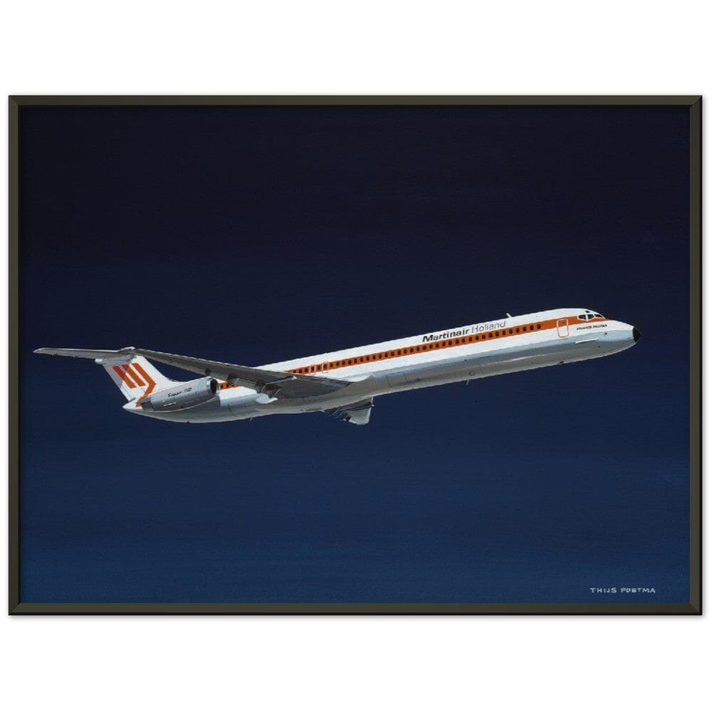 Thijs Postma - Poster - Douglas DC-9 MD-82 Martinair - Metal Frame Poster - Metal Frame TP Aviation Art 60x80 cm / 24x32″ Black 