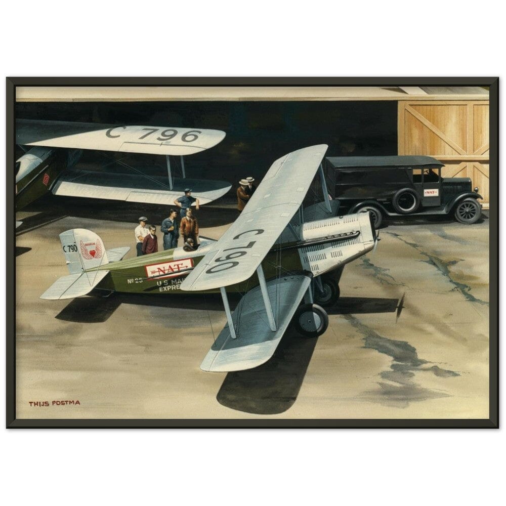 Thijs Postma - Poster - Douglas M-4 Discussing The Mail Plane - Metal Frame Poster - Metal Frame TP Aviation Art 50x70 cm / 20x28″ Black 